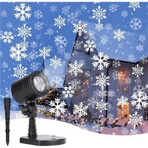 Christmas Snowflake Projector Lights Outdoor, Led Rotating Snowfall Show Lights